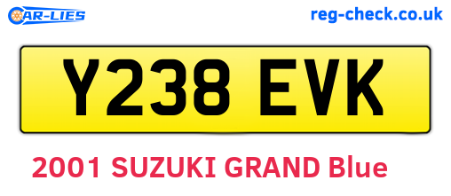 Y238EVK are the vehicle registration plates.