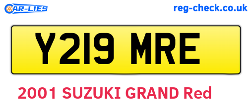 Y219MRE are the vehicle registration plates.