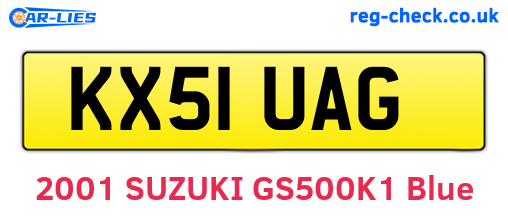 KX51UAG are the vehicle registration plates.