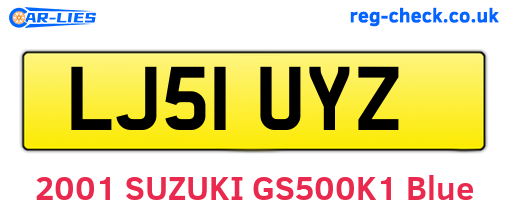 LJ51UYZ are the vehicle registration plates.