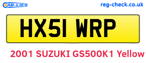 HX51WRP are the vehicle registration plates.