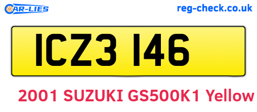 ICZ3146 are the vehicle registration plates.