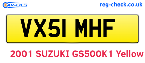 VX51MHF are the vehicle registration plates.