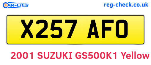 X257AFO are the vehicle registration plates.