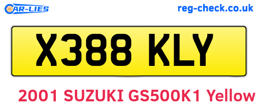 X388KLY are the vehicle registration plates.