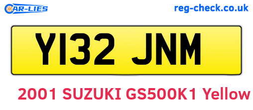 Y132JNM are the vehicle registration plates.