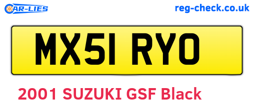 MX51RYO are the vehicle registration plates.