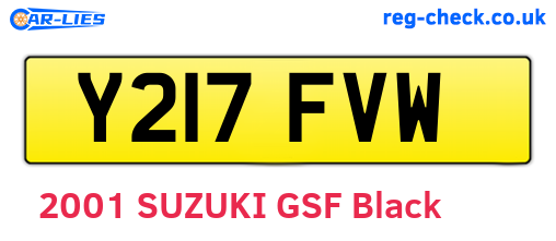 Y217FVW are the vehicle registration plates.