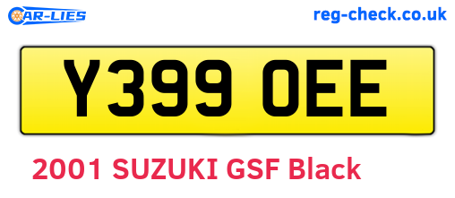 Y399OEE are the vehicle registration plates.