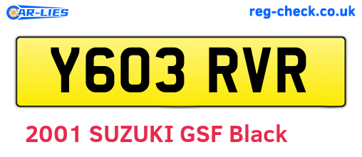 Y603RVR are the vehicle registration plates.