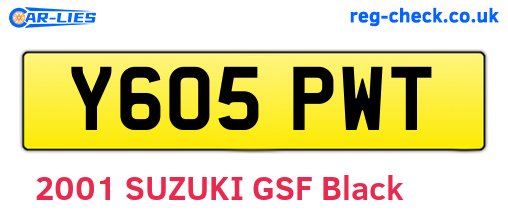 Y605PWT are the vehicle registration plates.