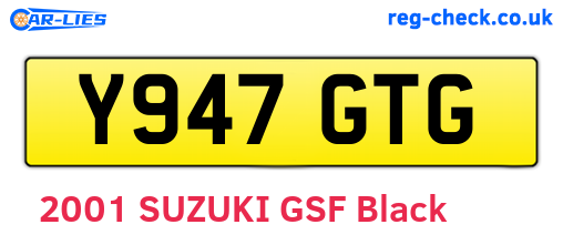 Y947GTG are the vehicle registration plates.