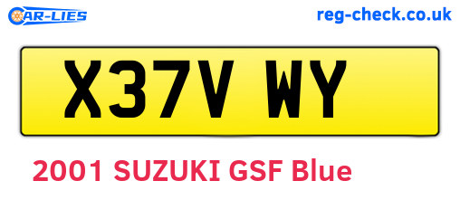 X37VWY are the vehicle registration plates.
