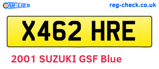 X462HRE are the vehicle registration plates.