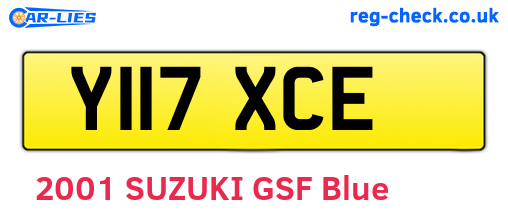 Y117XCE are the vehicle registration plates.