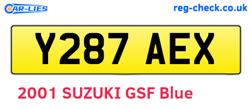 Y287AEX are the vehicle registration plates.