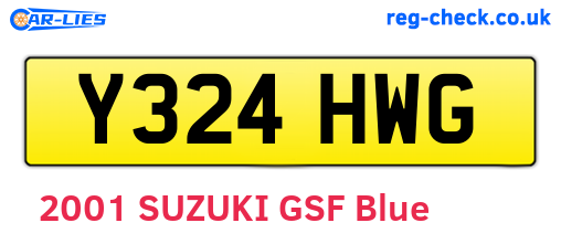 Y324HWG are the vehicle registration plates.