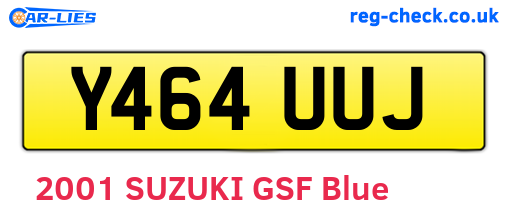 Y464UUJ are the vehicle registration plates.