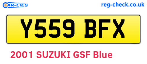 Y559BFX are the vehicle registration plates.