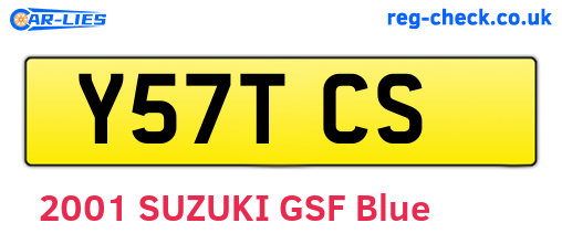 Y57TCS are the vehicle registration plates.