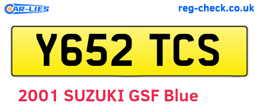 Y652TCS are the vehicle registration plates.