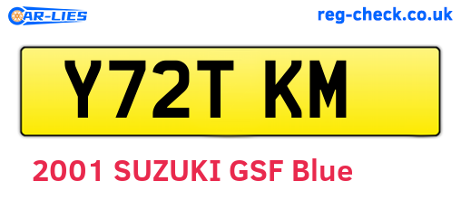 Y72TKM are the vehicle registration plates.