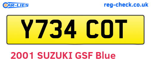Y734COT are the vehicle registration plates.