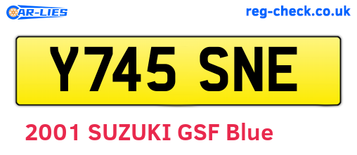 Y745SNE are the vehicle registration plates.