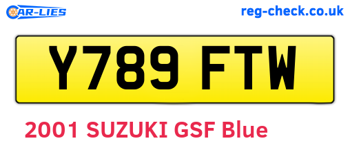 Y789FTW are the vehicle registration plates.