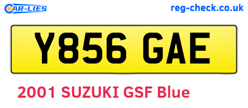Y856GAE are the vehicle registration plates.