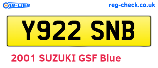 Y922SNB are the vehicle registration plates.