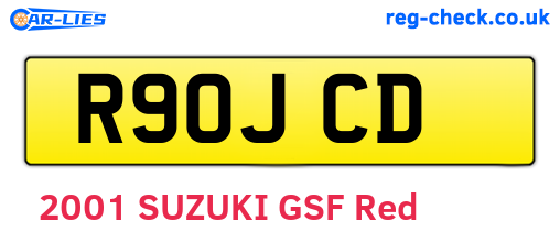 R90JCD are the vehicle registration plates.