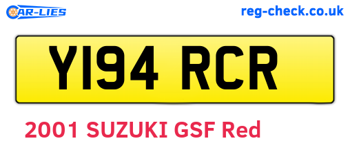 Y194RCR are the vehicle registration plates.