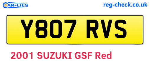 Y807RVS are the vehicle registration plates.