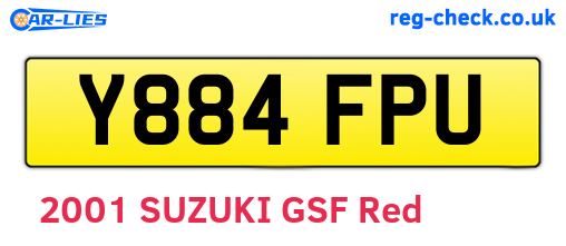 Y884FPU are the vehicle registration plates.