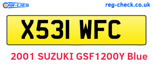 X531WFC are the vehicle registration plates.