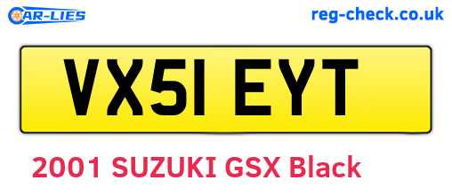 VX51EYT are the vehicle registration plates.