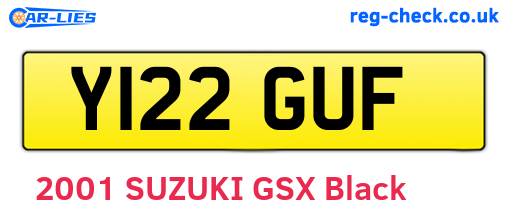 Y122GUF are the vehicle registration plates.