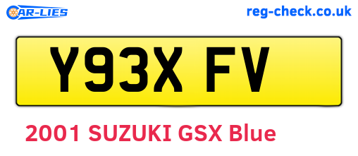 Y93XFV are the vehicle registration plates.