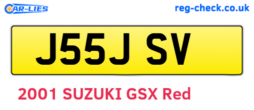 J55JSV are the vehicle registration plates.