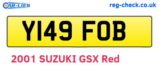 Y149FOB are the vehicle registration plates.