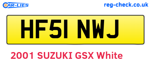 HF51NWJ are the vehicle registration plates.