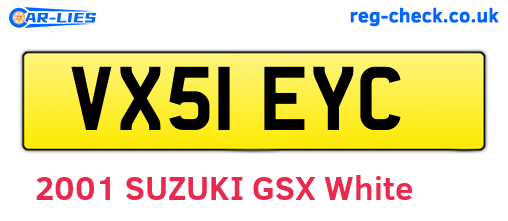 VX51EYC are the vehicle registration plates.
