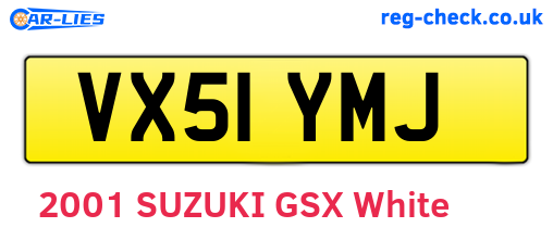 VX51YMJ are the vehicle registration plates.