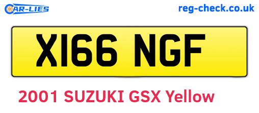 X166NGF are the vehicle registration plates.