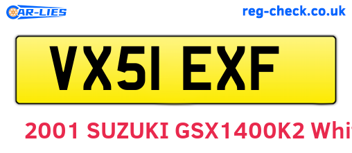 VX51EXF are the vehicle registration plates.