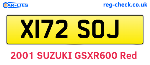 X172SOJ are the vehicle registration plates.
