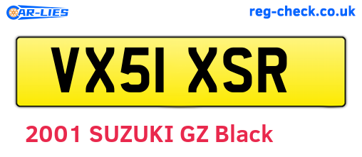VX51XSR are the vehicle registration plates.