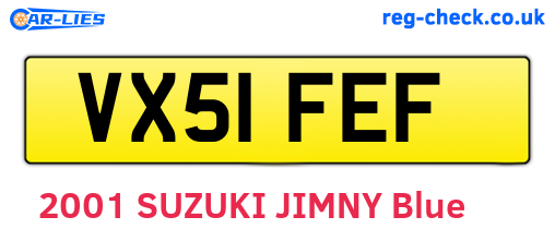 VX51FEF are the vehicle registration plates.