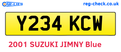 Y234KCW are the vehicle registration plates.